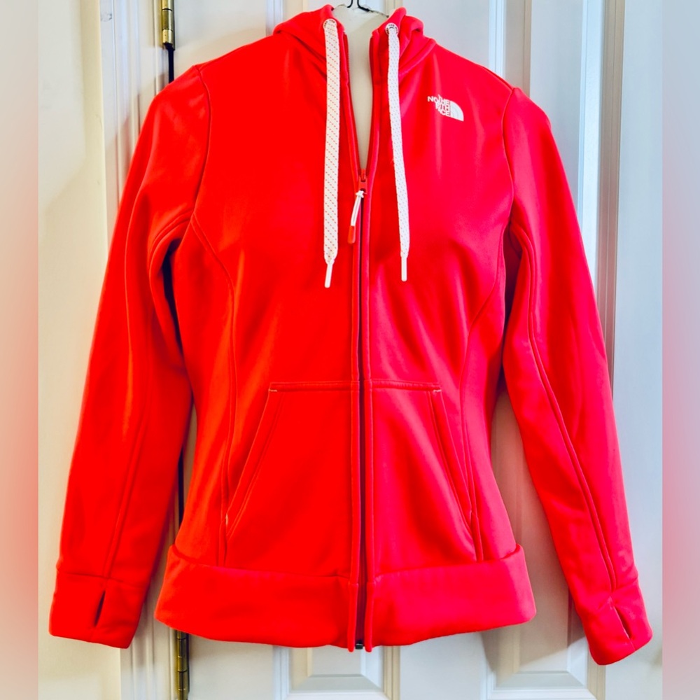 The North Face Mezzaluna Hoodie Jacket Impact Orange Full Zip small pockets - Picture 3 of 8